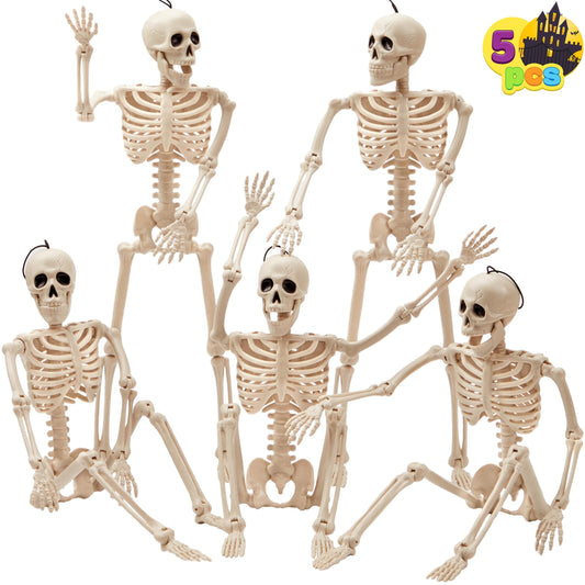 JOYIN sculpture — posable Halloween skeleton decor, 16 inches, 5 pieces set