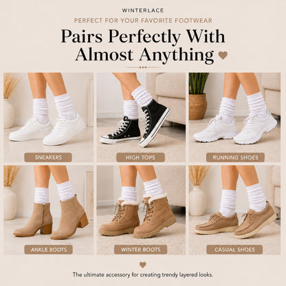 Winterlace slouch scrunch boot socks — cushioned knee high soft knit 6-pairs