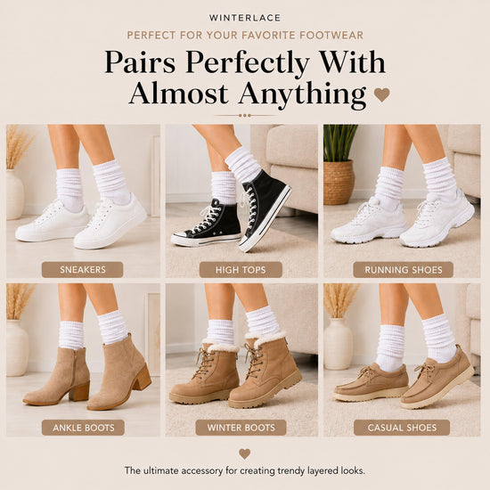 Winterlace slouch scrunch boot socks — cushioned knee high soft knit 6-pairs