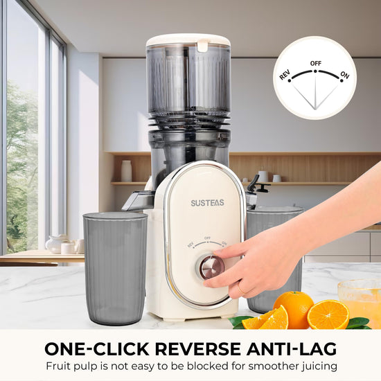 SUSTEAS juicer - compact design for easy storage and portability.