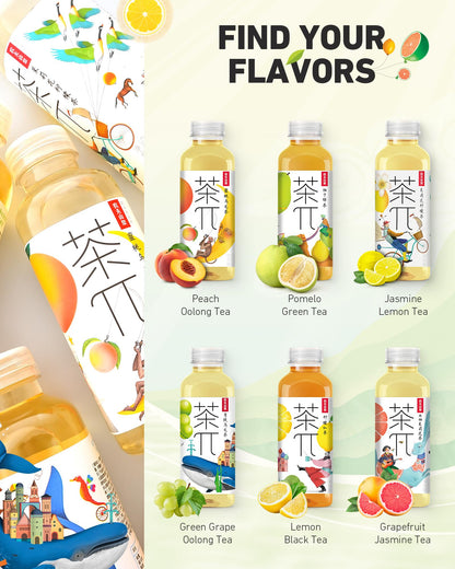 Tea PI iced tea – Sweet fruit tea with real juice, 15 pack, 16.9 fl oz bottles.