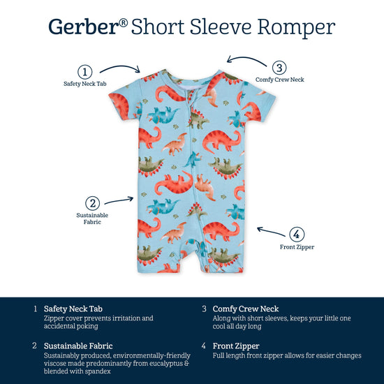 Gerber baby buttery soft short sleeve romper with eucalyptus viscose
