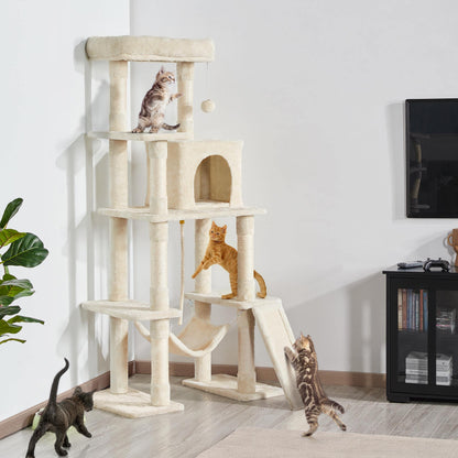 Pet activity structure — Large multi-level design with scratching posts and hammock