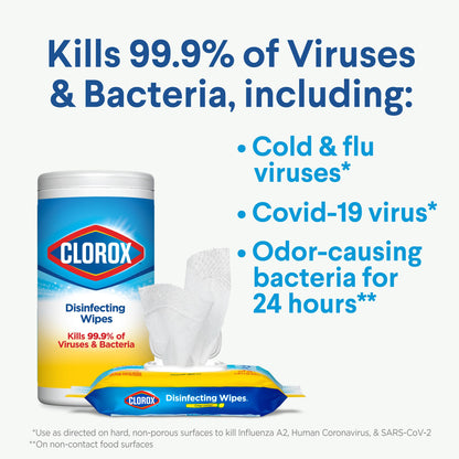 Surface cleaning wipe — Clorox disinfecting wipes in fresh lemon scent, 525 count