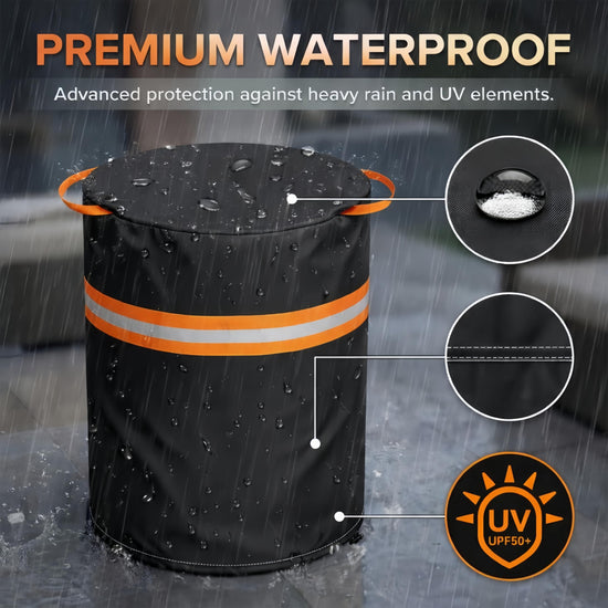 Fire Pit Cover for Ninja Fireside 360 Outdoor Heater，Patio Fire Pit Cover with Drawstring Hem，600d Heavy Duty Waterproof,Outdoor Cover Dust and Rain Protection Black 24" D X 27" H