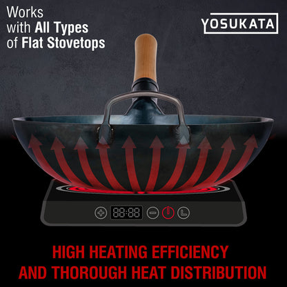 YOSUKATA sauté fry pan — pre-seasoned blue carbon steel 14 inch