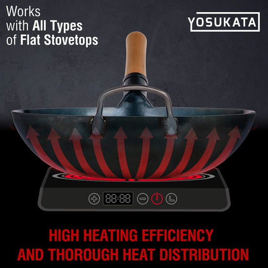 YOSUKATA sauté fry pan — pre-seasoned blue carbon steel 14 inch