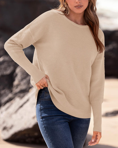 BTFBM sweater — casual long sleeve striped pullover tops for women 2026