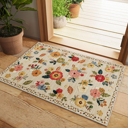 Washable area rug — stain resistant vintage boho design for versatile spaces