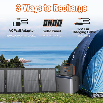 Electricity generator — 300W portable power station with 60W solar panel
