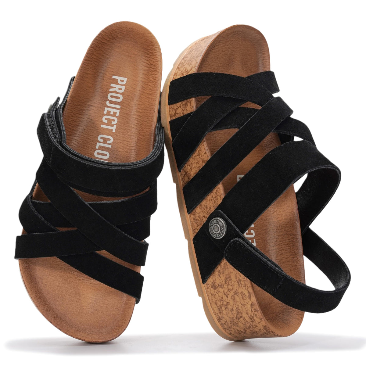 Project Cloud strappy wedge sandals with comfortable plush insole