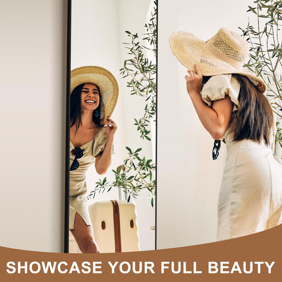 Delma full length mirror — large aluminum frame for wall mount or freestanding design