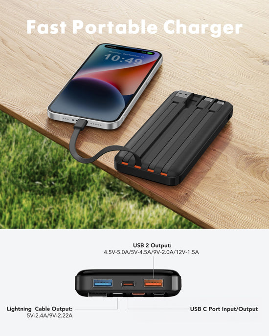 Charmast power bank — 20000mAh with built-in cables and fast charging