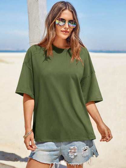 Tankaneo oversized casual t-shirt with side slit