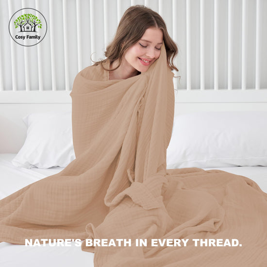 Cosy family muslin cotton blanket — soft and breathable material