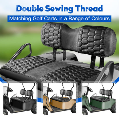 NOKINS Golf Cart Seat Covers - Hexagon carbon fiber style for EZGO TXT/RXV