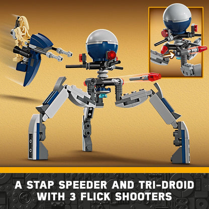 LEGO Star Wars Clone Trooper battle pack set – buildable speeder bike vehicle and tri-droid 75372