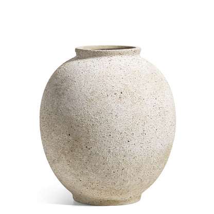 Large White Ceramic Vase - 9.8 Inch Rustic Farmhouse Flower Vase for Home Decor, Minimalist Tall Vases for Living Room, Table, Bathroom, Holiday & Weddings (Sandstone Yellow)