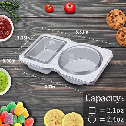 Qewro food storage container — double compartment with lids for sauces and snacks