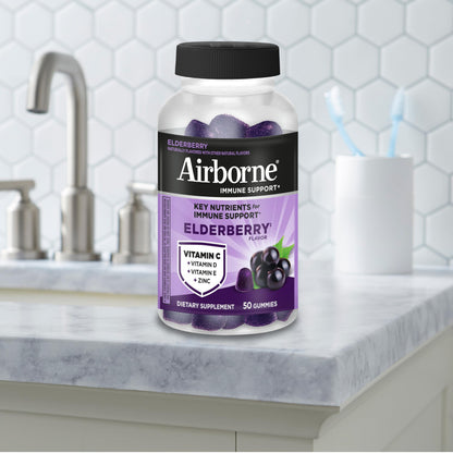Nutritional supplement — Airborne elderberry with zinc and vitamin C gummies for adults