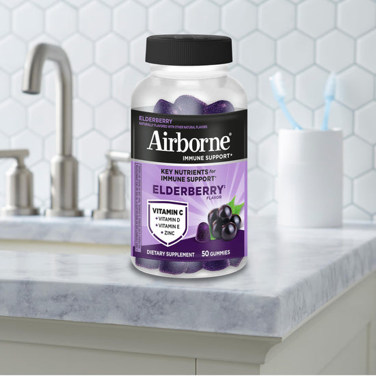 Nutritional supplement — Airborne elderberry with zinc and vitamin C gummies for adults