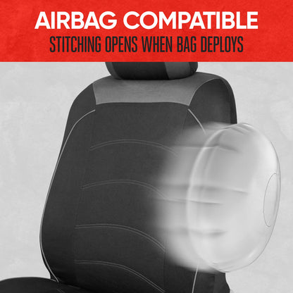 Vehicle seat cover — Premium black cloth for front seats with removable headrests