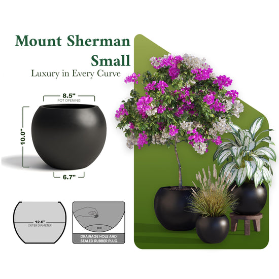DTY planter — Premium fiberstone sphere design with drainage hole and coco mats