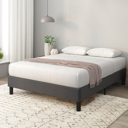 ZINUS Curtis bed frame — Upholstered design with wood slat support