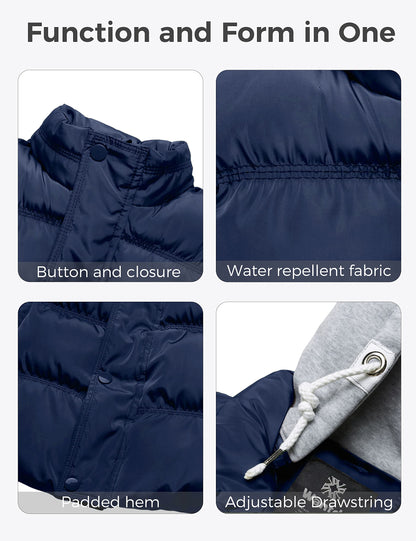 Wantdo women's puffer vest with removable hood and thicken warmth for winter coat