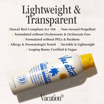 Sunscreen spray — Water-resistant and lightweight with SPF, vegan and dermatologist-tested
