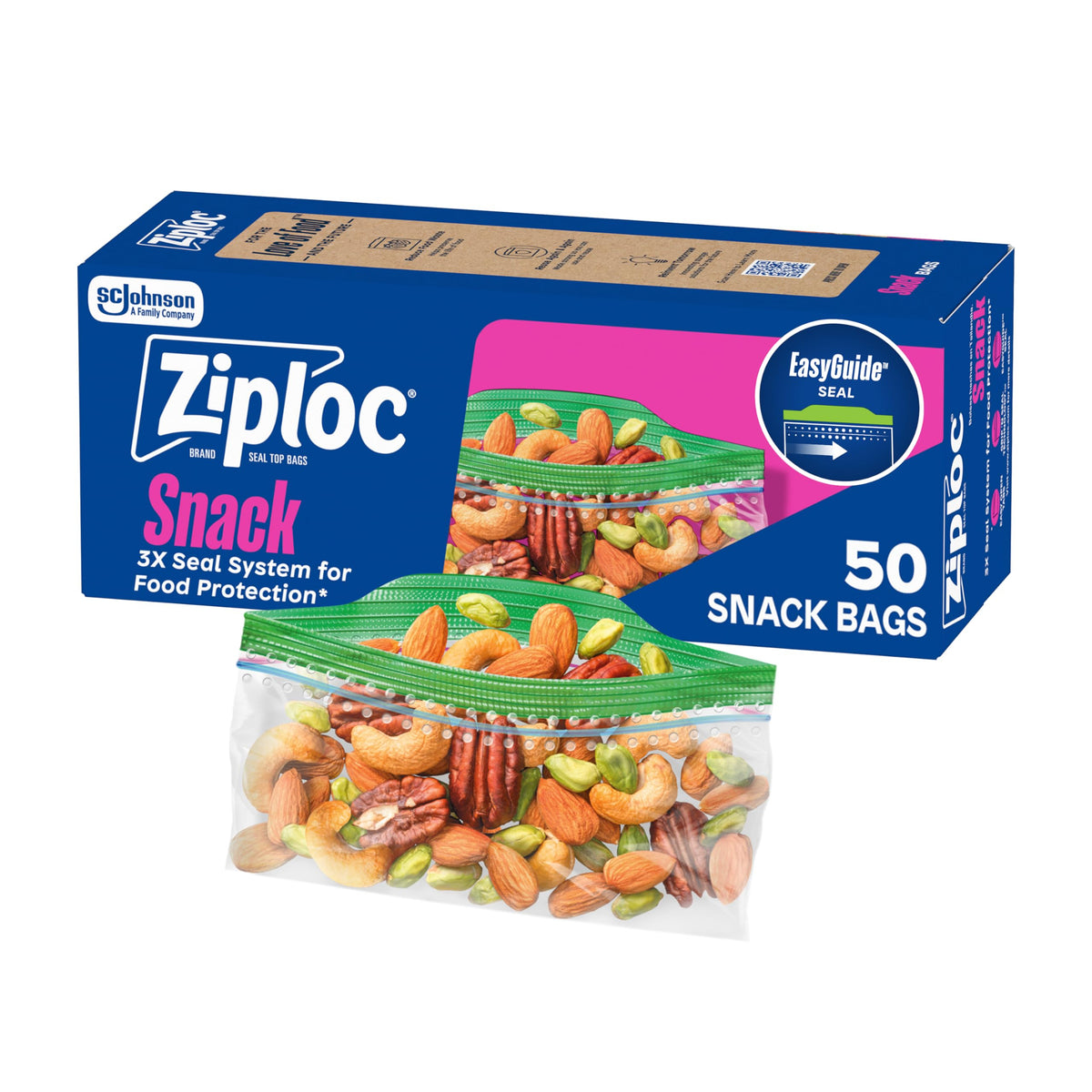 Food storage bag — Ziploc snack bags with EasyGuide texture