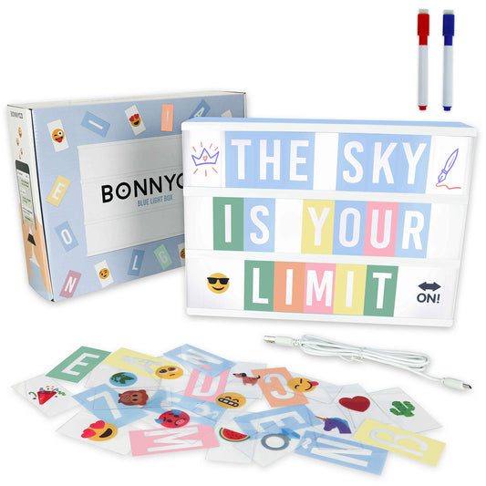 Decorative signage — Cinema light box with letters, emojis and markers by Bonnyco