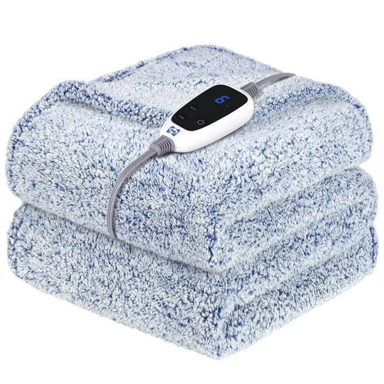 Sealy electric blanket - soft sherpa heated blanket with multiple heat levels and auto-off settings