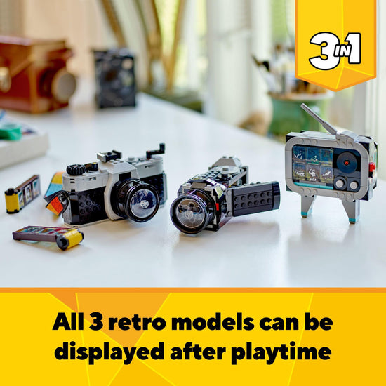 LEGO Creator retro camera toy with video camera and TV set transformation
