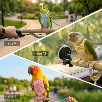 9 Pcs Reusable Bird Diaper, Cute Parrot Flight Suit with Leash & Diaper Pads, Washable Bird Nappy Clothes with Adjustable Straps for Cockatiel, Sun Conure, Green Cheek & Medium Parrots(Size M)