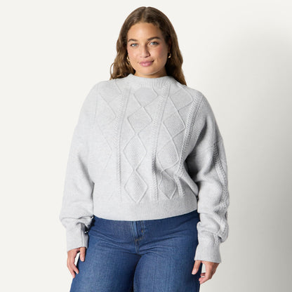 Amazon Essentials relaxed-fit cable crewneck sweater