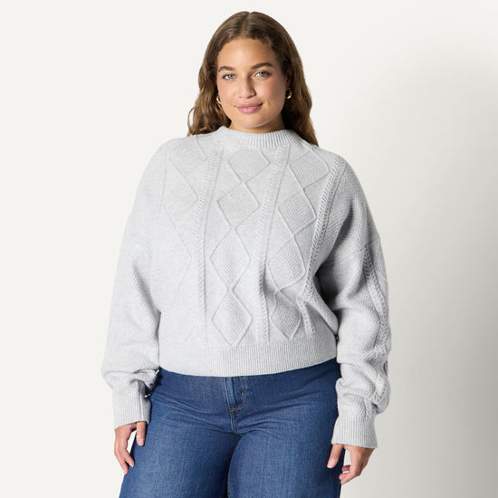 Amazon Essentials relaxed-fit cable crewneck sweater