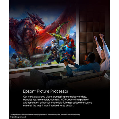 Epson video projector — 4K pro-UHD with HDR and 2,500 lumens brightness