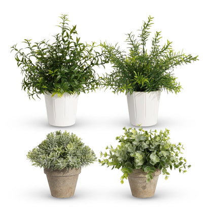 PENGYEE artificial mini potted flowers - 4 pack lavender plants for home office