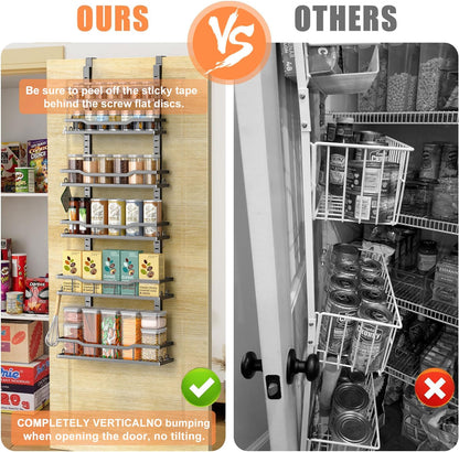 MSERCUOR storage rack — over the door design with adjustable baskets and spice rack