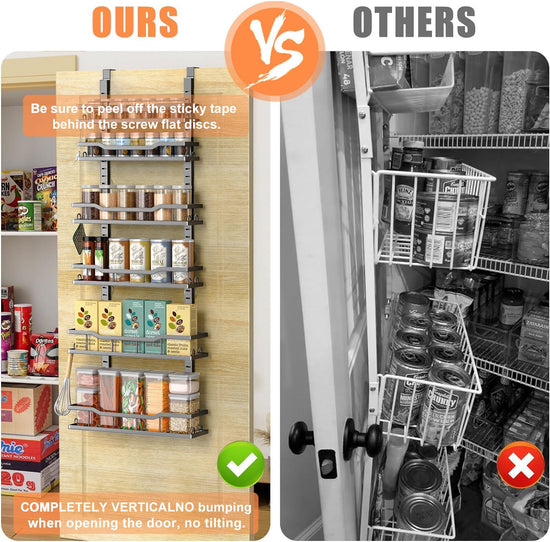 MSERCUOR storage rack — over the door design with adjustable baskets and spice rack