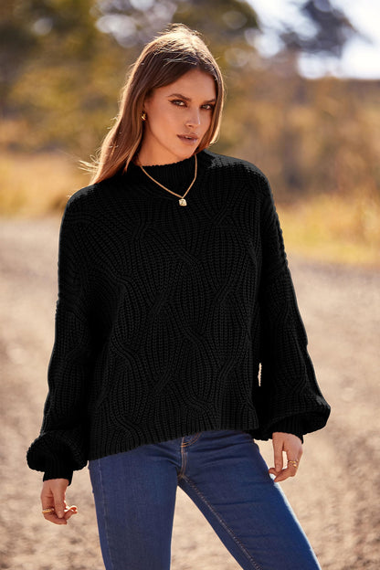 PRETTYGARDEN sweater — oversized cable knit pullover for women in fall and winter