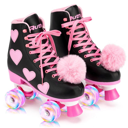Ruthfot roller skates — Classic design with light up wheels and heart pattern