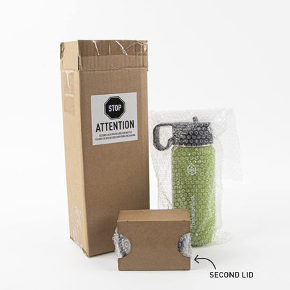 ThermoFlask thermos — double wall vacuum insulated stainless steel design with spout and straw lids