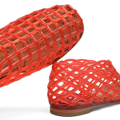 Jelly flats — Red mesh design for women