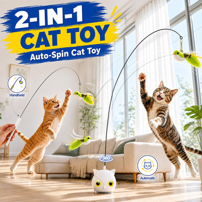Interactive cat toy — Automatic flying bird with suction base and USB recharge
