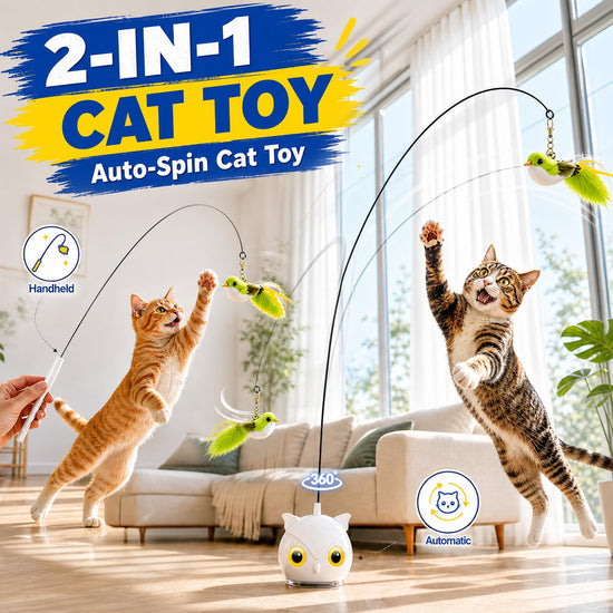 Interactive cat toy — Automatic flying bird with suction base and USB recharge