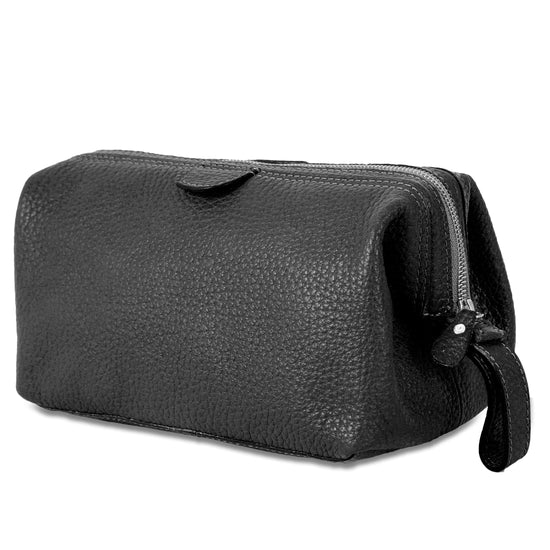 KomalC cosmetic case — premium buffalo leather with water resistant lining