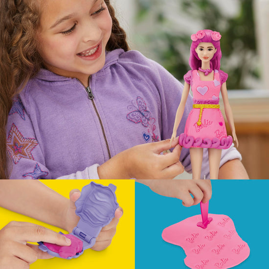 Play-Doh Barbie hearts and hair set - create doll clothes with modeling compound and accessories
