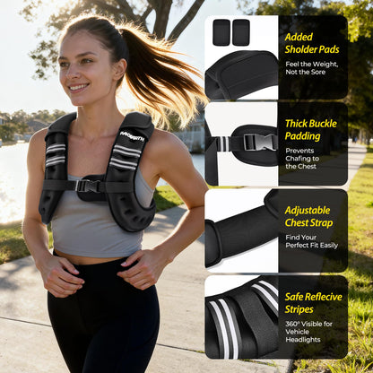 PACEARTH weighted vest — multiple weight options with reflective stripe for workouts